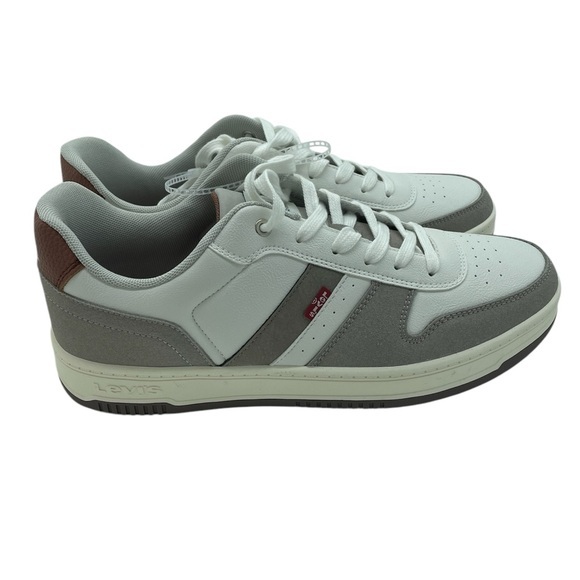 Levis Turner Mens Low Top Sneakers White Grey Brown Lace Up Court Shoes - Picture 6 of 7
